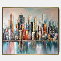Large New York City Abstract Painting | City Skyline Abstract Oil Painting | AR1526
